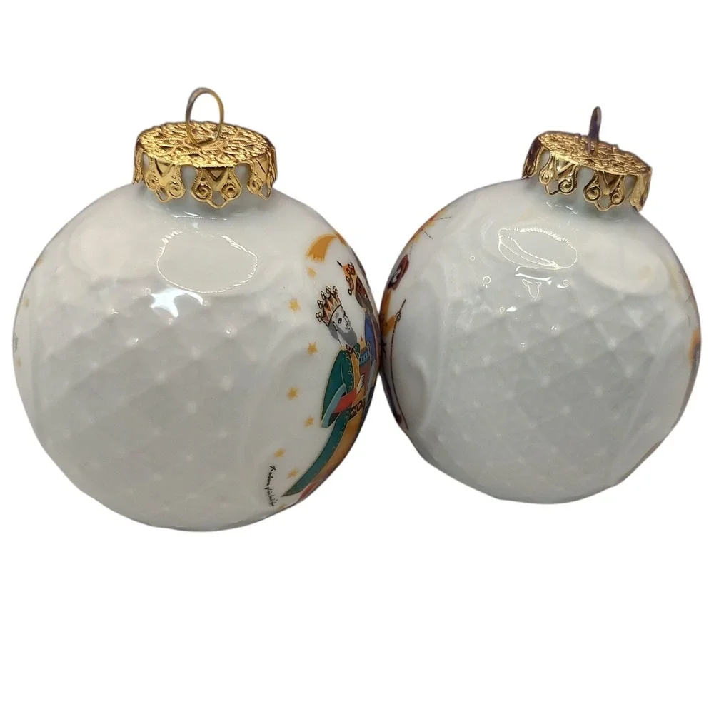 Vintage Lindner Nativity Ornaments Hand Painted Porcelain Bavaria Set of Two‎ - Picture 5 of 15